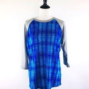LULAROE Randy Blue & Grey Baseball Tee Top